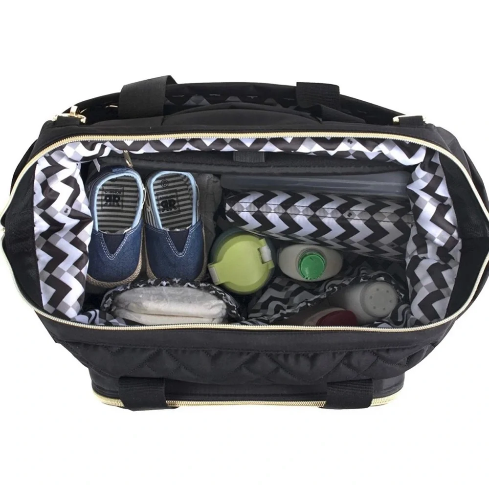 Brand New Black Fisher Price Quilted Diaper Bag
